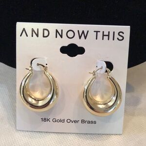 And Now This Lightweight pierced oval 18k gold over brass plated bubble hoops